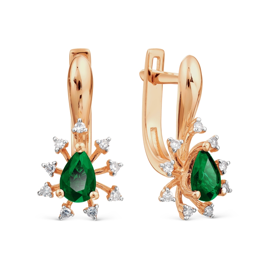 

Серьги с изумрудами и бриллиантами Линии Любви