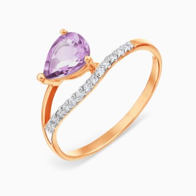 

Кольцо с аметистом и Swarovski Zirconia Линии Любви, Кольцо Т143015717