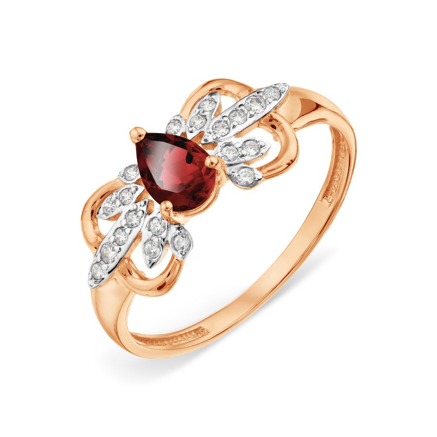 

Кольцо с гранатом и Swarovski Zirconia Линии Любви