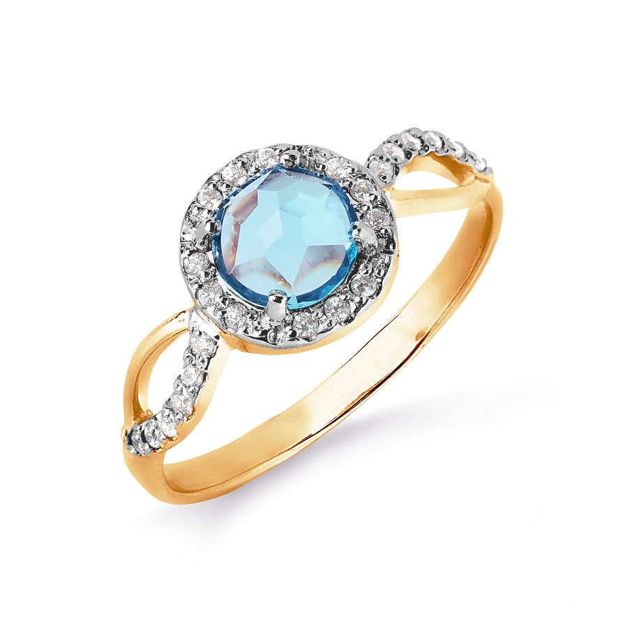 

Кольцо с топазом и фианитами Линии Любви, Кольцо Т143016237