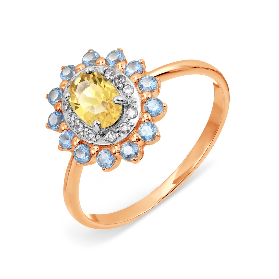 

Кольцо с цитрином и фианитами Линии Любви, Кольцо Т147017322