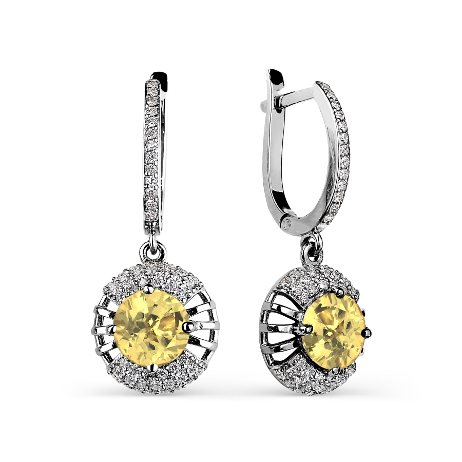 

Серьги с цитринами и фианитами Линии Любви, Серьги Т303025329