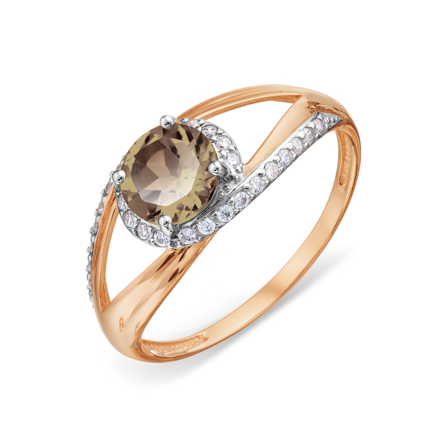 

Кольцо с раухтопазом и фианитами Линии Любви