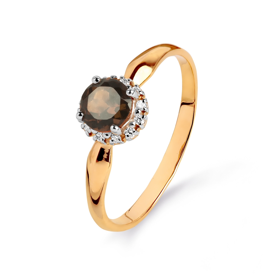 

Кольцо с раухтопазом и фианитами Линии Любви