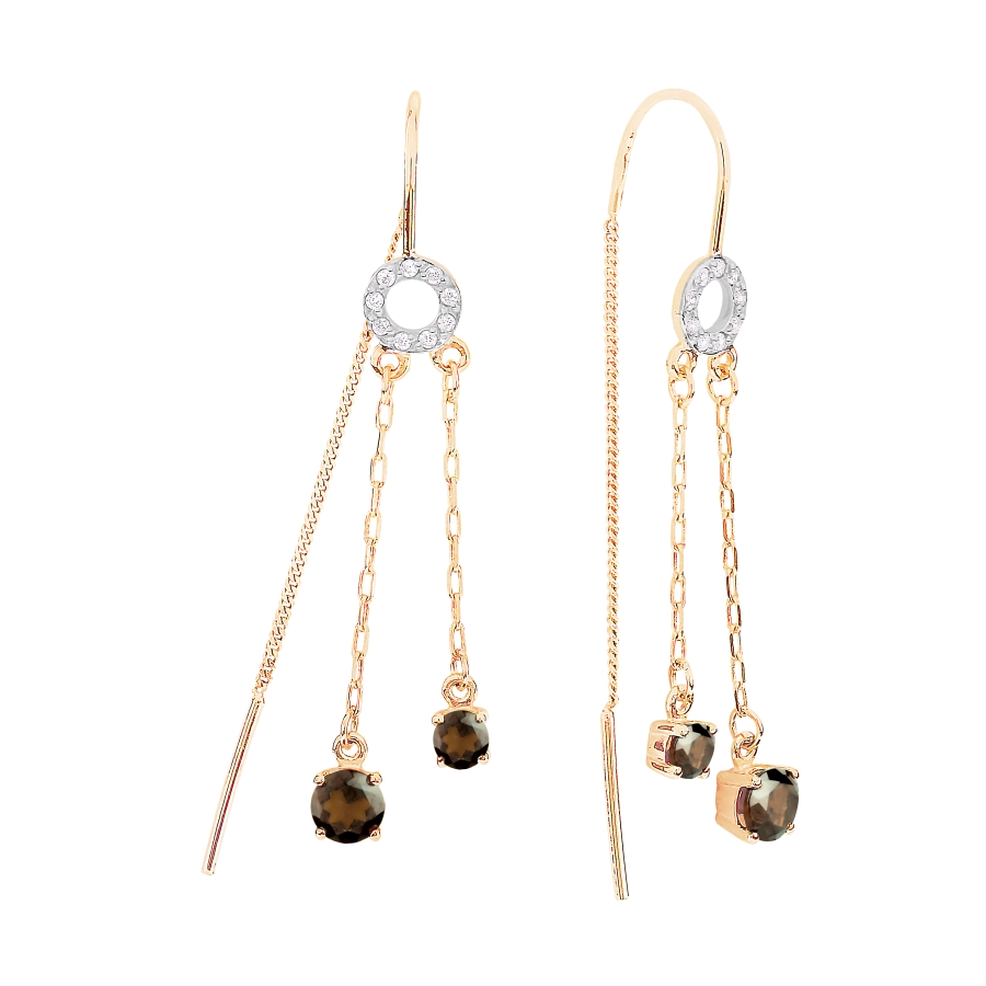 

Серьги с раухтопазами и фианитами Линии Любви