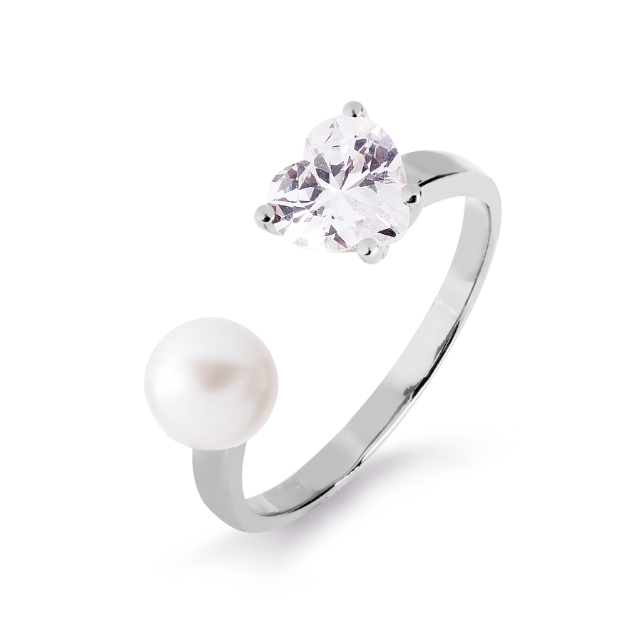 

Кольцо с жемчугом и фианитом Линии Любви