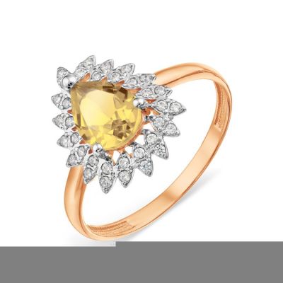 

Кольцо с цитрином и Swarovski Zirconia Линии Любви, Кольцо Т147018939