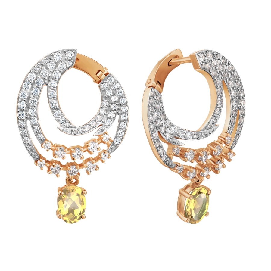 

Серьги с цитринами и фианитами Линии Любви, Серьги Т143028162