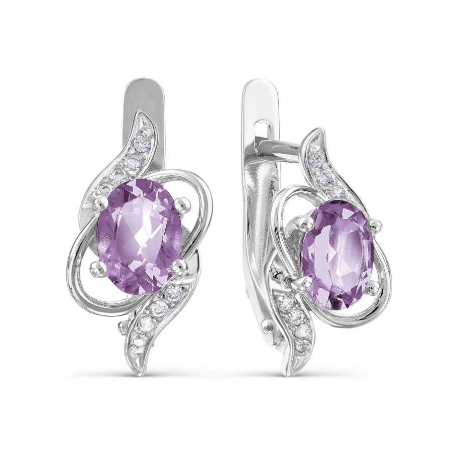 

Серьги с аметистами и фианитами Линии Любви