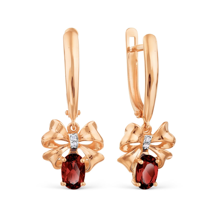 

Серьги с гранатами и фианитами Линии Любви