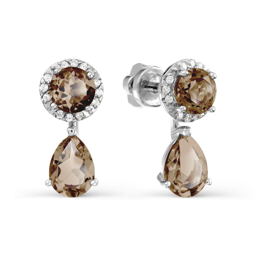 

Серьги с раухтопазами и фианитами Линии Любви