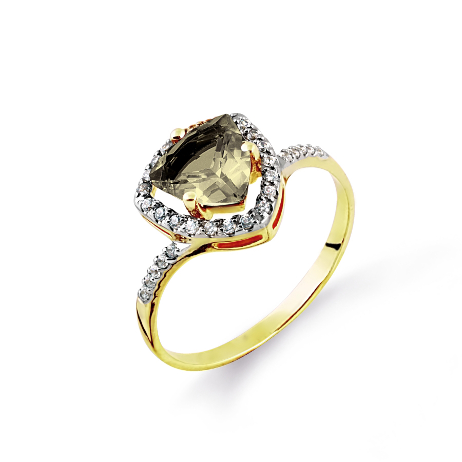 

Кольцо с раухтопазом и фианитами Линии Любви, Кольцо Т943014592