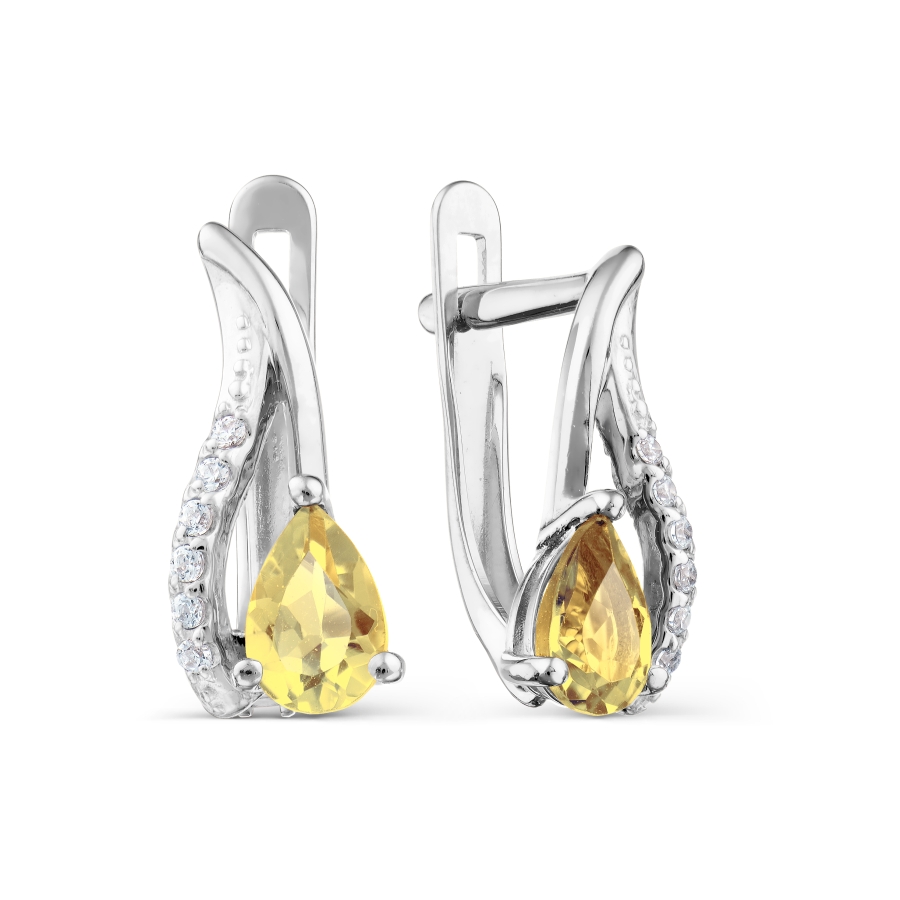 

Серьги с цитринами и Swarovski Zirconia Линии Любви, Серьги Т303025952