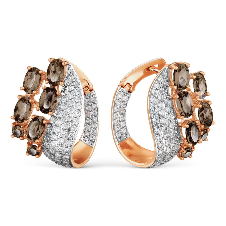 

Серьги с раухтопазами и фианитами Линии Любви