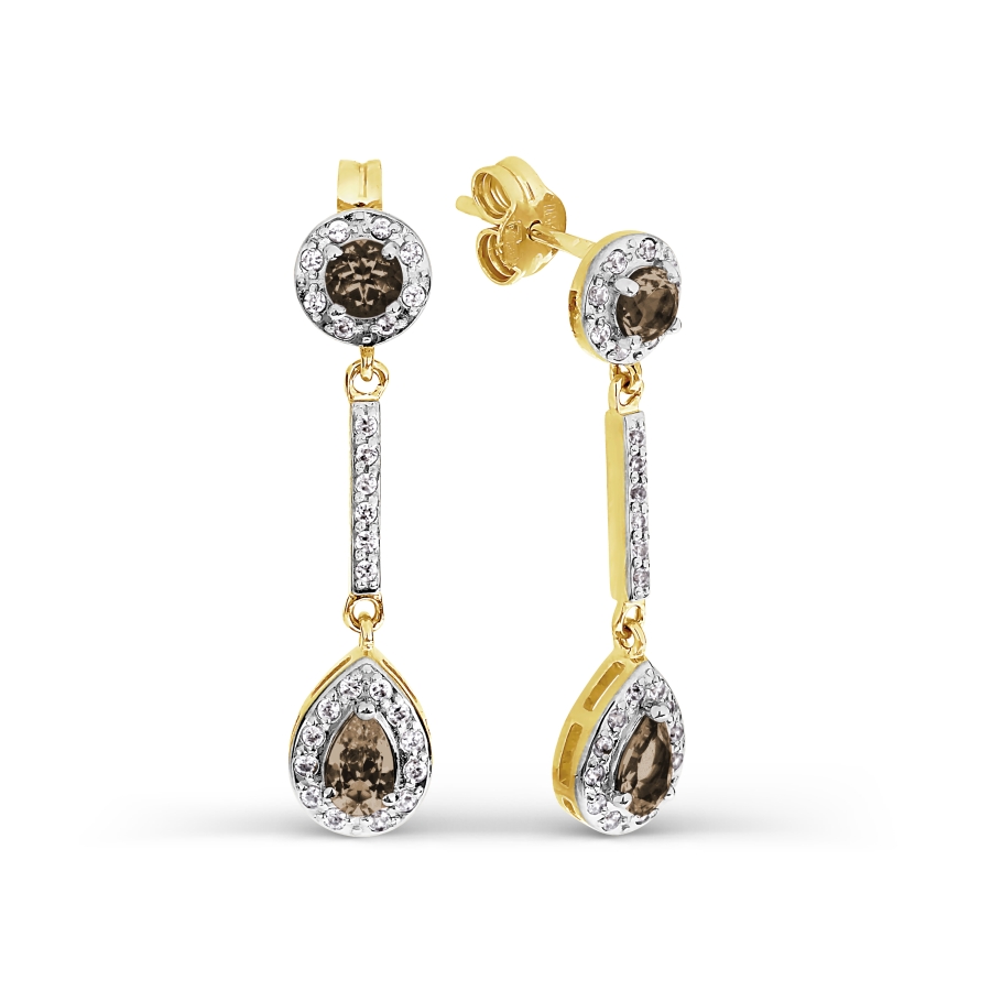 

Серьги с раухтопазами и фианитами Линии Любви