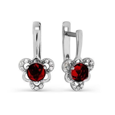 

Серьги с гранатами и фианитами Линии Любви, Серьги Т307026426-01