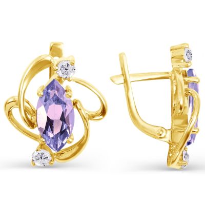 

Серьги с аметистами и фианитами Линии Любви, Серьги Т903022063
