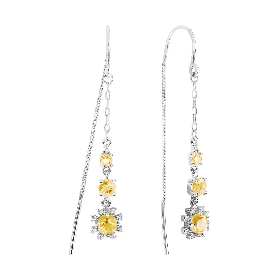 

Серьги с цитринами и фианитами Линии Любви, Серьги Т303026789