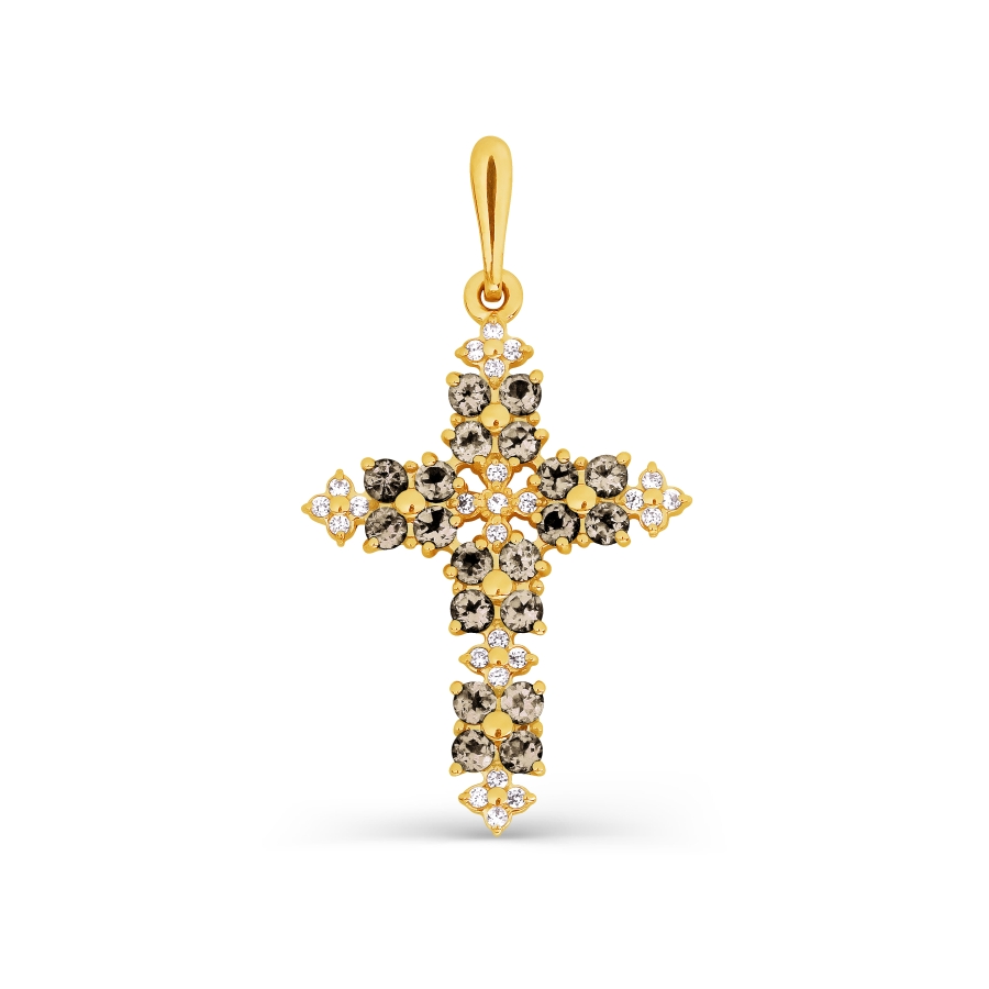 

Крестик с раухтопазами и фианитами Линии Любви, Крестики Т90306597