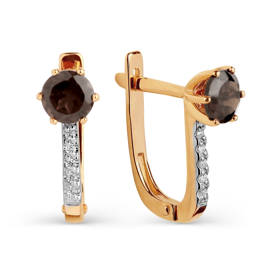 

Серьги с раухтопазами и фианитами Линии Любви