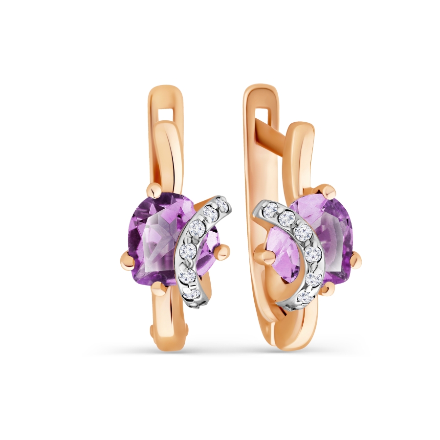 

Серьги с аметистами и фианитами Линии Любви