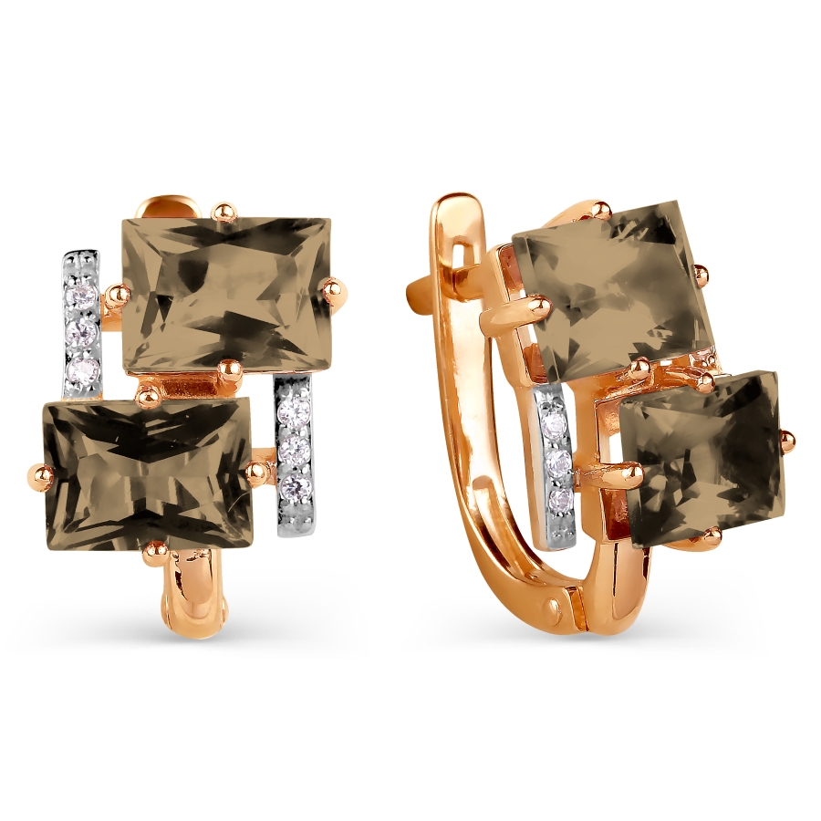 

Серьги с раухтопазами и фианитами Линии Любви