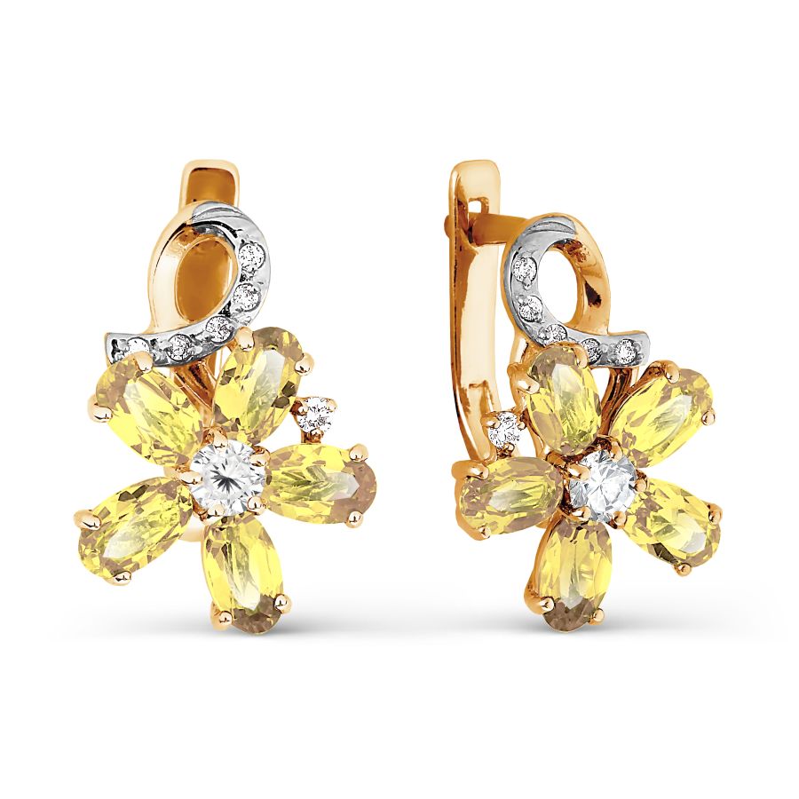 

Серьги с цитринами и фианитами Линии Любви