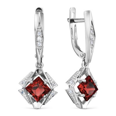 

Серьги с гранатами и фианитами Линии Любви, Серьги Т30302Б403