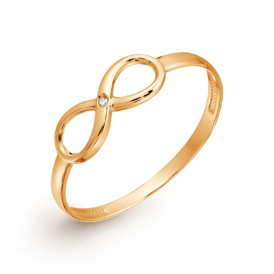 Кольцо бесконечность золотое с бриллиантом 585