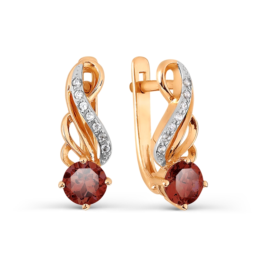 

Серьги с гранатами и фианитами Линии Любви