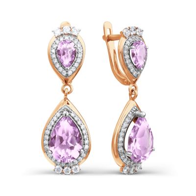 

Серьги с аметистами и фианитами Линии Любви, Серьги Т147027703