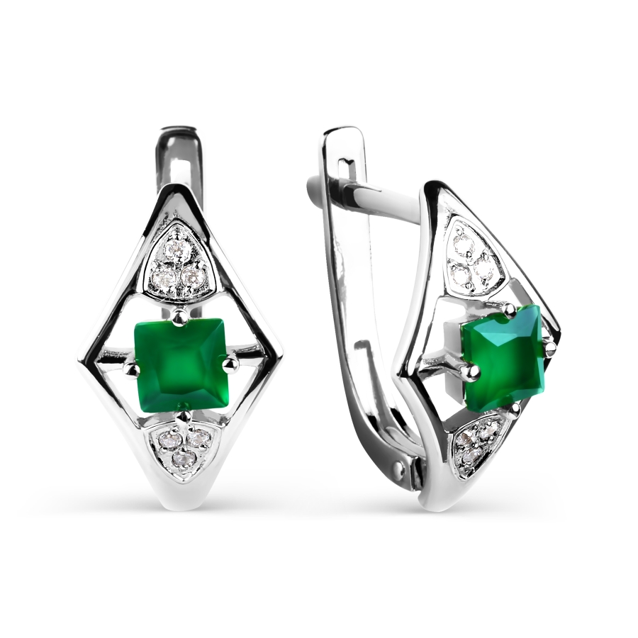 Серьги с ониксами и фианитами Линии Любви, Серьги Т303025943