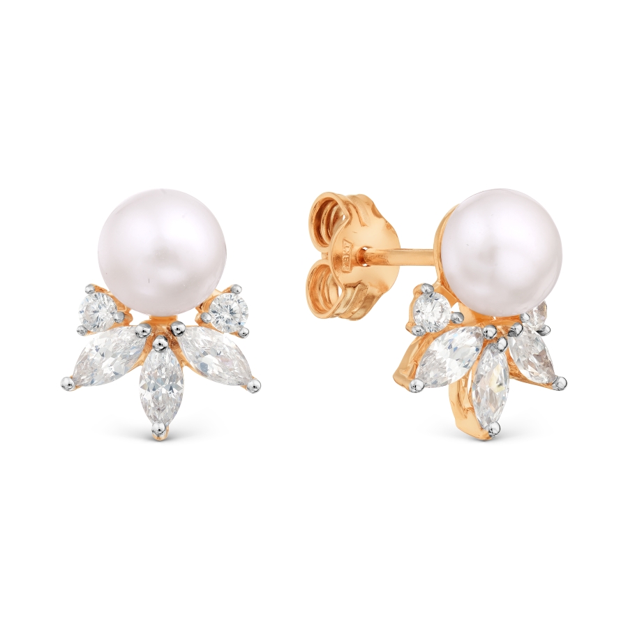 

Серьги с жемчугом и фианитами Линии Любви, Серьги Т148029211