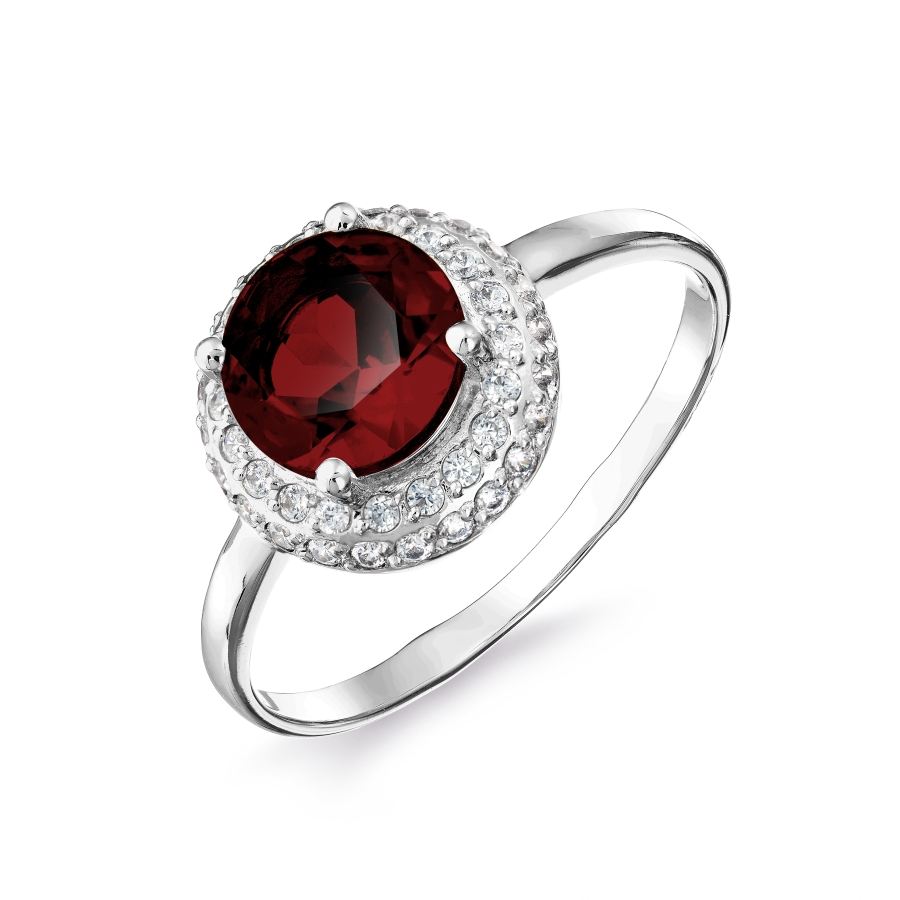 

Кольцо с гранатом и фианитами Линии Любви