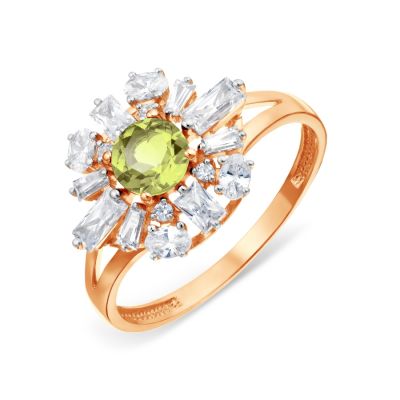 

Кольцо с хризолитом и Swarovski Zirconia Линии Любви, Кольцо Т143018768