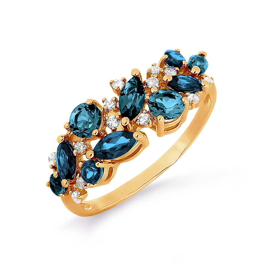 

Кольцо с топазами и фианитами Линии Любви, Кольцо Т103016254-01