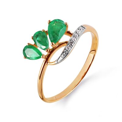 

Кольцо с изумрудами и бриллиантами Линии Любви, Кольцо Т141014982