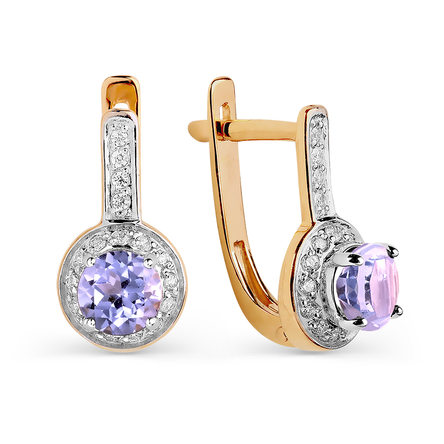 

Серьги с аметистами и фианитами Линии Любви, Серьги Т143025682