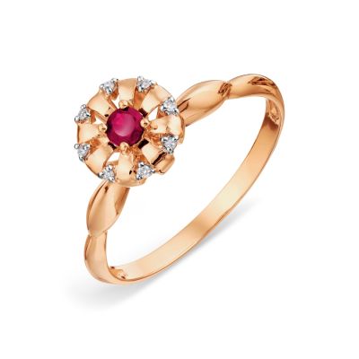 

Кольцо с рубином и бриллиантами Линии Любви, Кольцо Т111018274