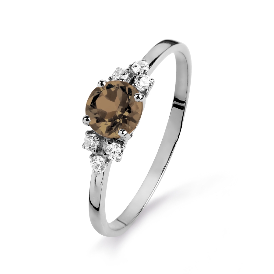 

Кольцо с раухтопазом и фианитами Линии Любви