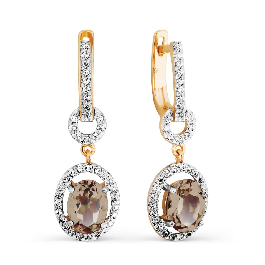 

Серьги с раухтопазами и фианитами Линии Любви, Серьги Т143025321