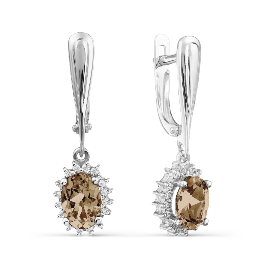 

Серьги с раухтопазами и фианитами Линии Любви