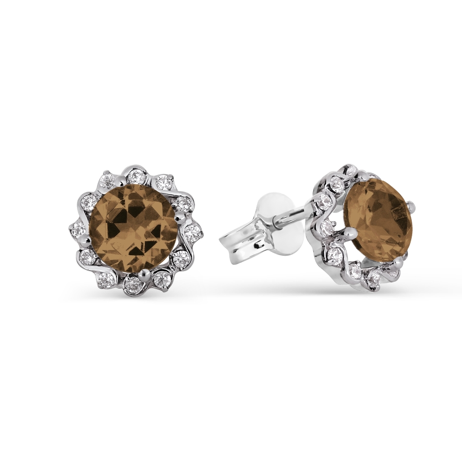 

Серьги с раухтопазами и фианитами Линии Любви