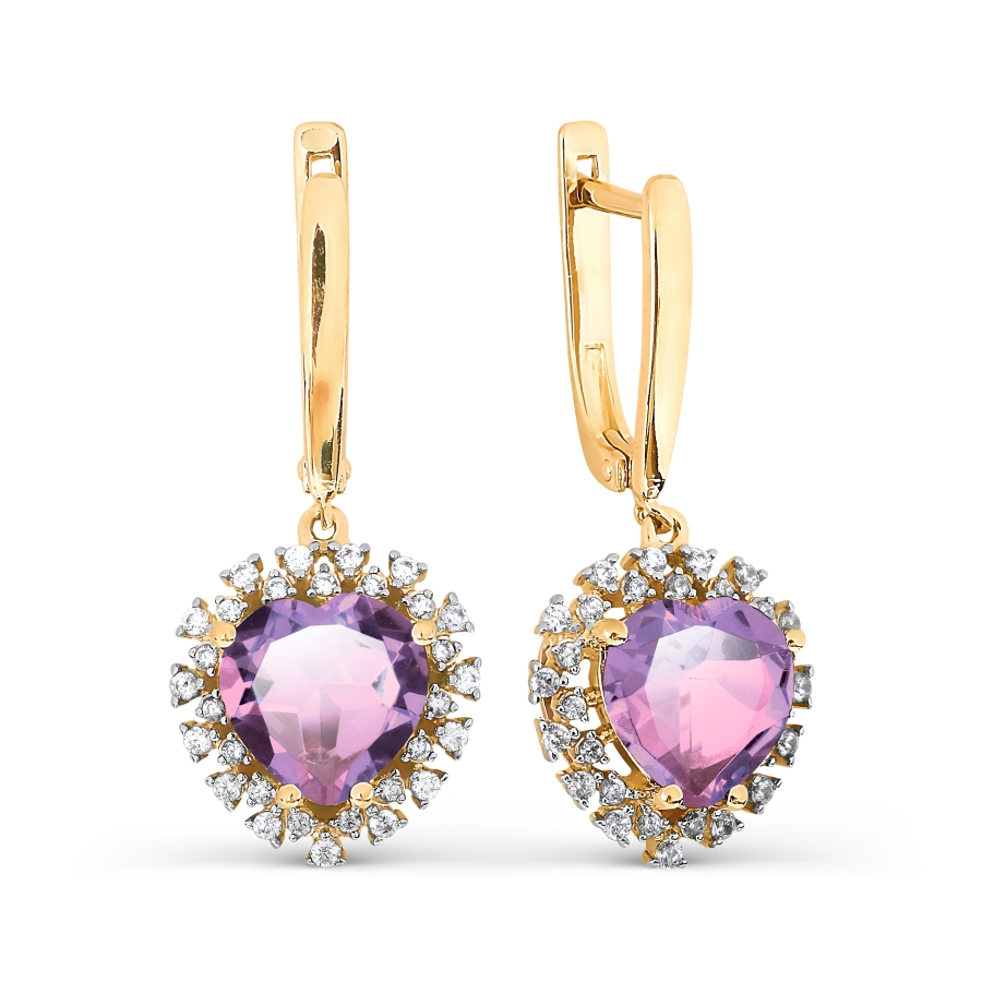 

Серьги с аметистами и фианитами Линии Любви