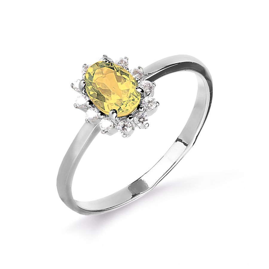 

Кольцо с цитрином и фианитами Линии Любви, Кольцо Т303015933