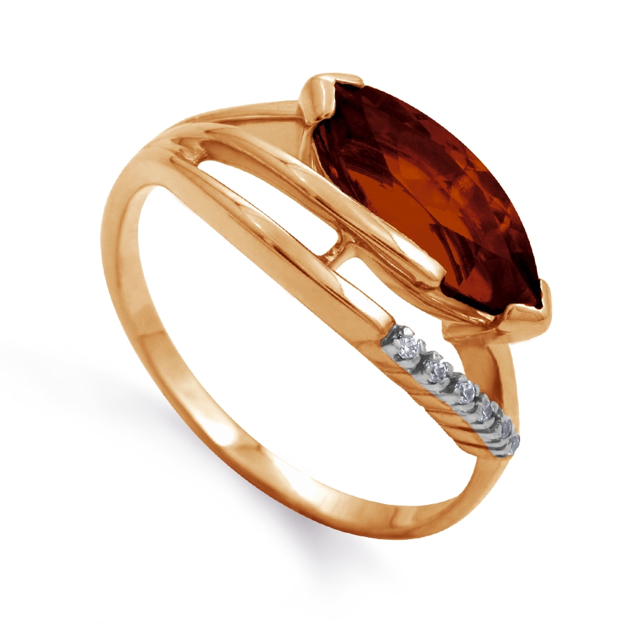 

Кольцо с гранатом и фианитами Линии Любви