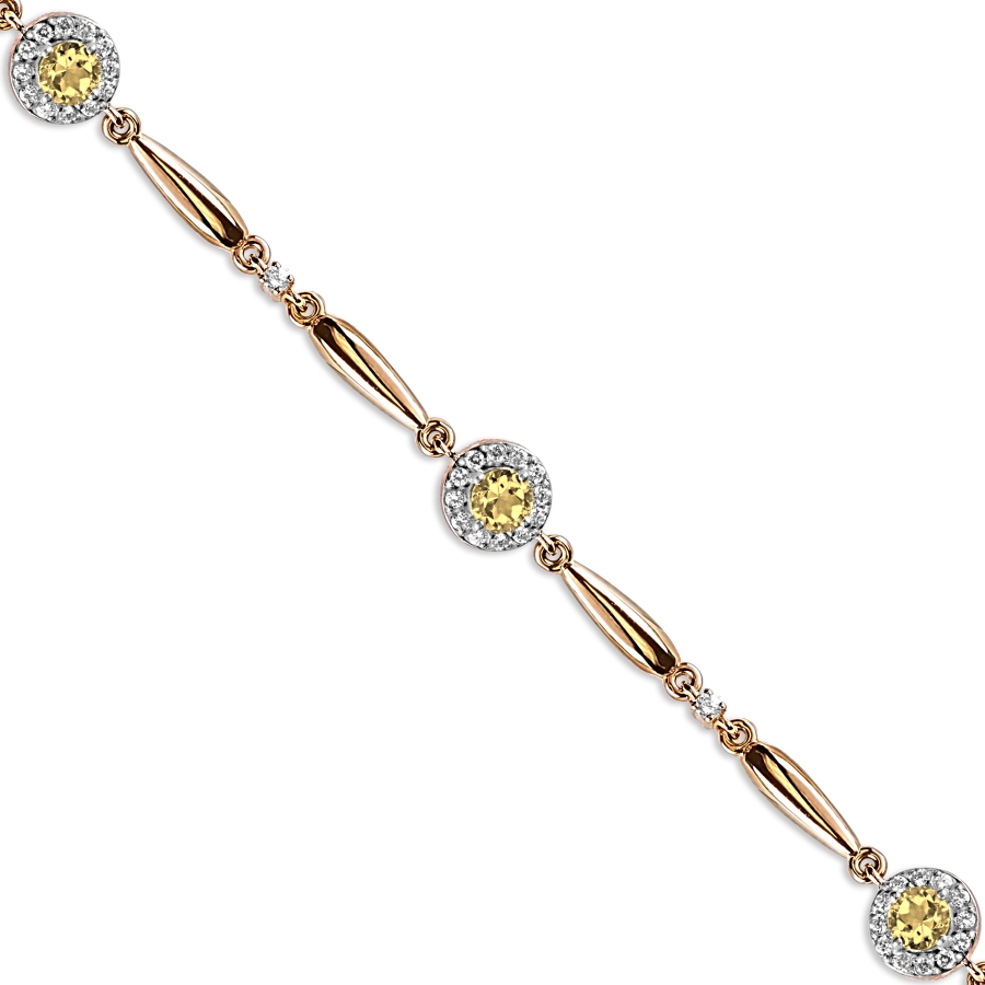 

Браслет с цитринами и фианитами Линии Любви, Браслет Т14310637