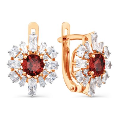 

Серьги с гранатами и Swarovski Zirconia Линии Любви, Серьги Т143029062
