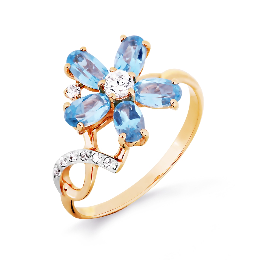 

Кольцо с топазами и фианитами Линии Любви, Кольцо Т113016480