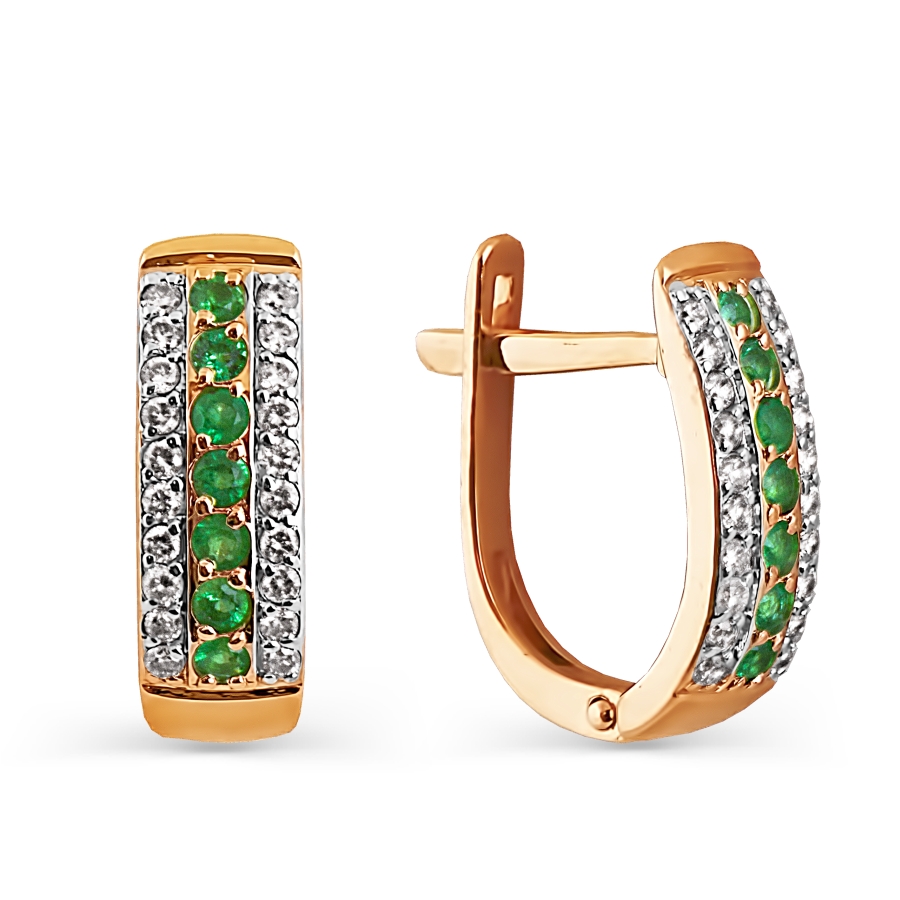 

Серьги с изумрудами и бриллиантами Линии Любви